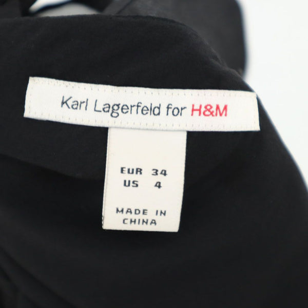 カールラガーフェルド × エイチアンドエム コラボ シルク100％ ノースリーブ ワンピース 4 黒 KARL LAGERFELD × H&M レディース