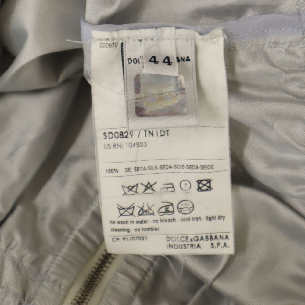 D&G ディーアンドジー シルク100％ ノースリーブ ミニワンピース 44 シルバー DOLCE&GABBANA レディース