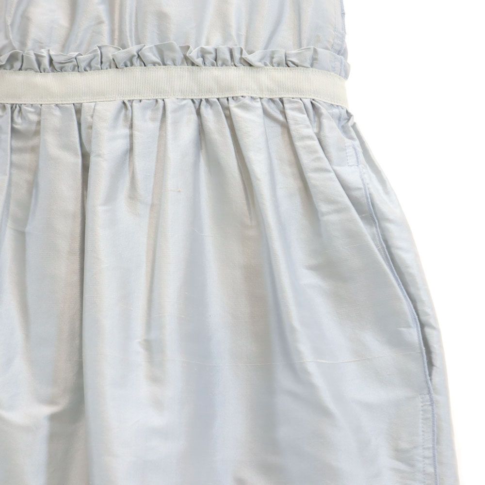 D&G ディーアンドジー シルク100％ ノースリーブ ミニワンピース 44 シルバー DOLCE&GABBANA レディース