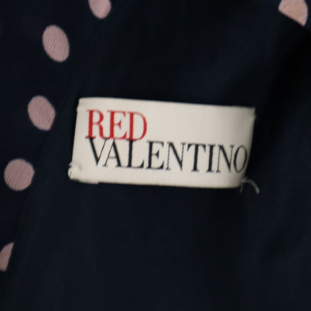 レッドヴァレンティノ ドット柄 5分袖 フリル 膝丈ワンピース 38 ネイビー RED VALENTINO 水玉 レディース