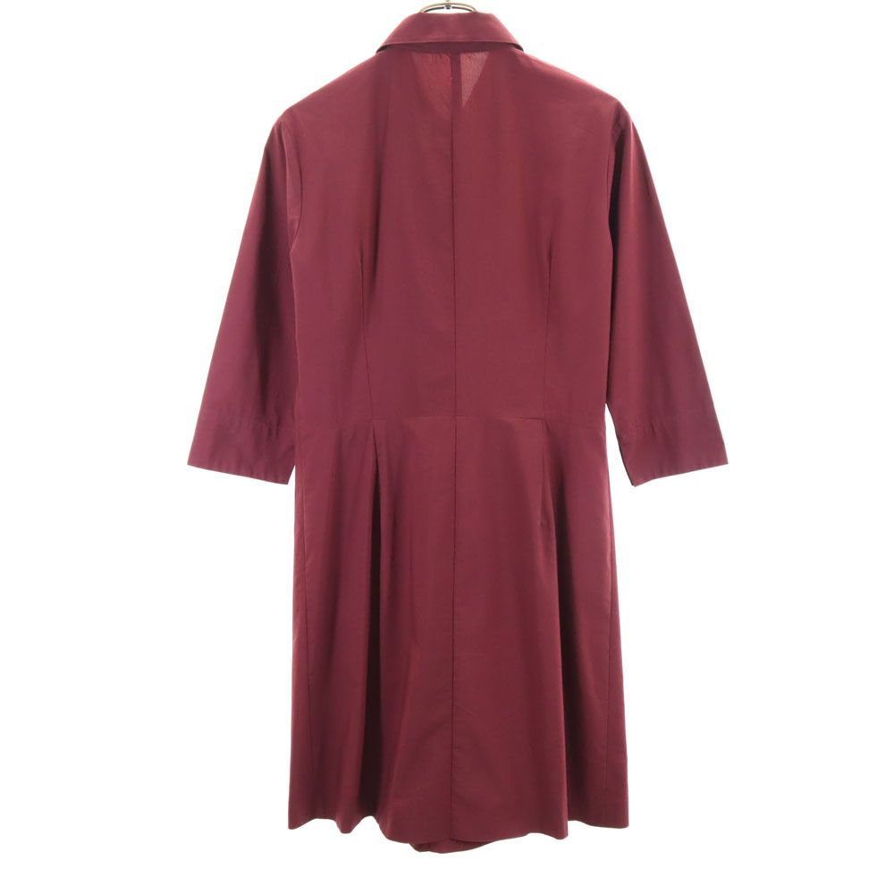 BURBERRY BLUE LABEL バーバリーブルーレーベル 三陽商会 7分袖 ワンピース 38 レッド系 フロントジップ レディース