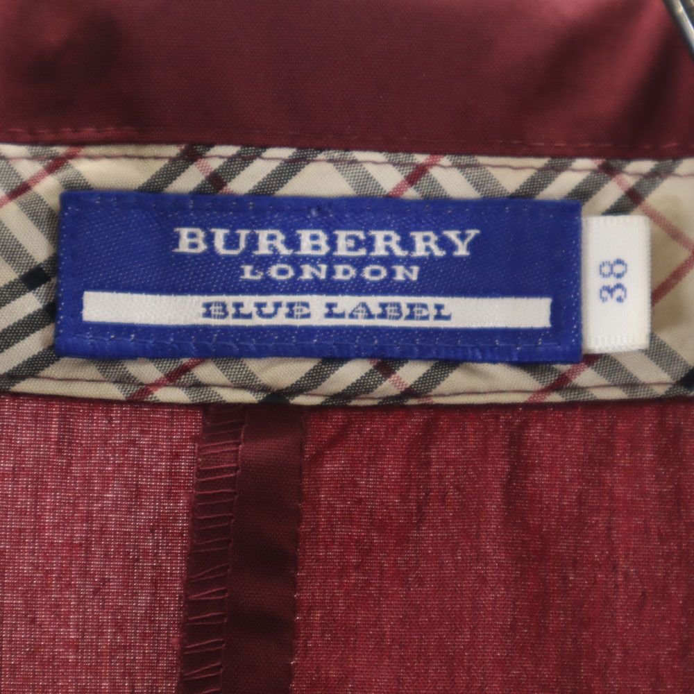 BURBERRY BLUE LABEL バーバリーブルーレーベル 三陽商会 7分袖 ワンピース 38 レッド系 フロントジップ レディース