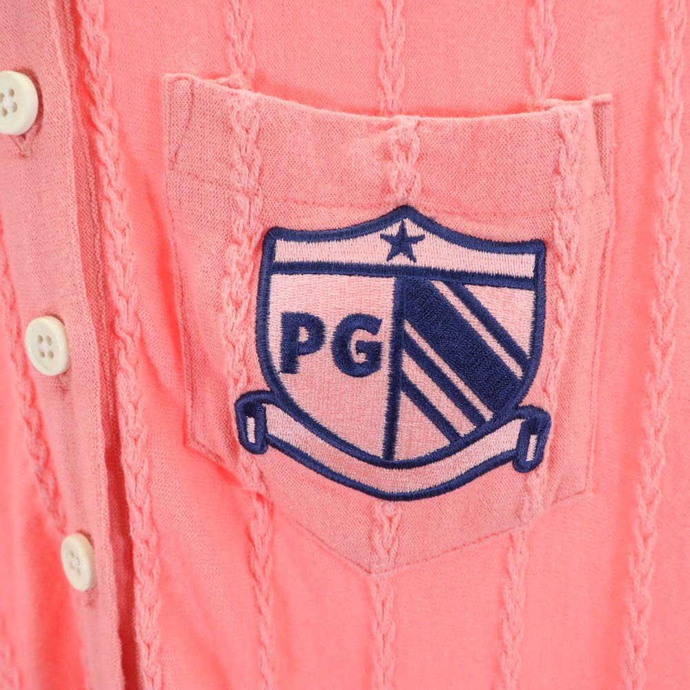 PEARLY GATES パーリーゲイツ 日本製 ストライプ ゴルフ 半袖 ボタンダウン ワンピース 1 ピンク フロントボタン レディース