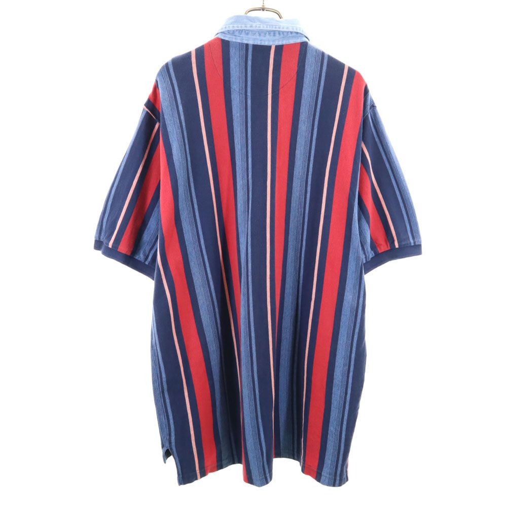 アウトドアーズ 90s オールド ストライプ柄 半袖 ポロシャツ ワンピース XL ネイビー OUTDOORS レディース