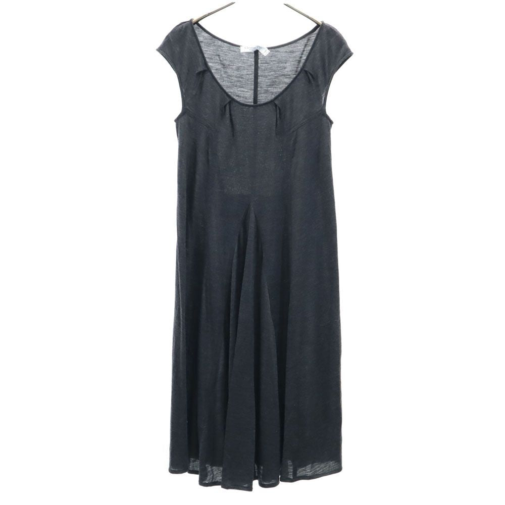 Christian Dior クリスチャンディオール ポルトガル製 ノースリーブ 膝丈ワンピース 36 チャコールグレー レディース