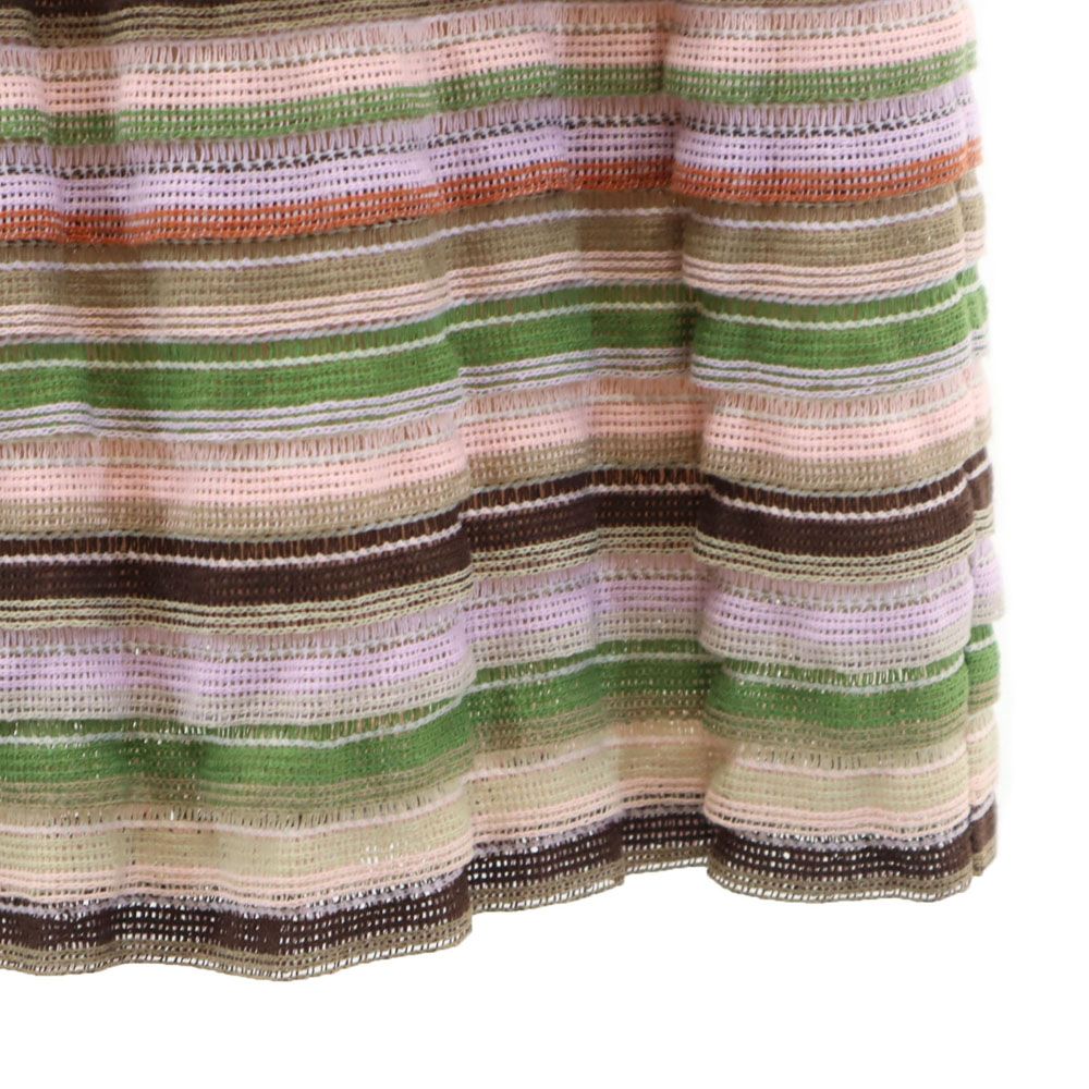 未使用 PAOLA FRANI パオラフラーニ イタリア製 ボーダー 半袖 ニット ワンピース 40 ベージュ系 レディース