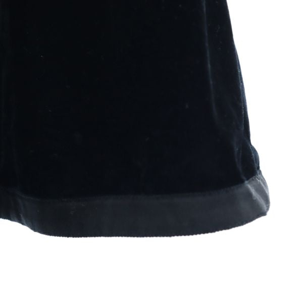 Rene ルネ ウール 長袖 ベロア切替 フレア ワンピース 34 ベージュ×ブラック クルーネック レディース