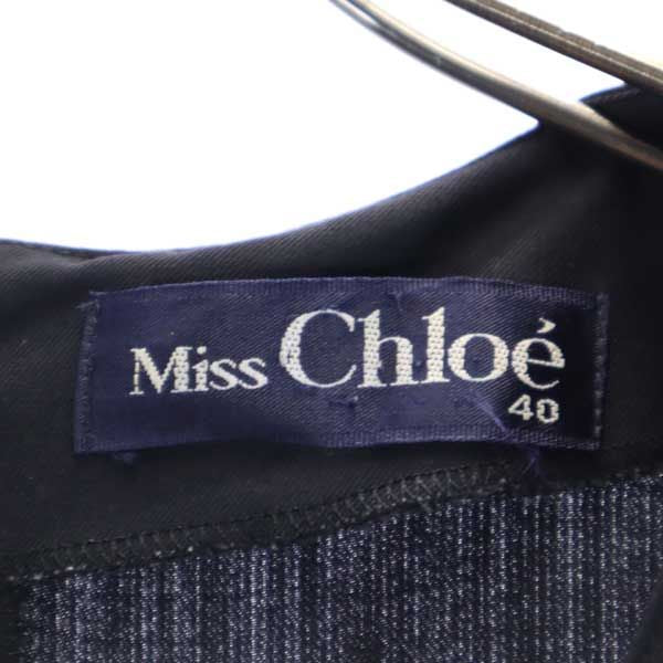 miss chloe ミスクロエ 日本製 ウールブレンド 長袖 ワンピース 40 濃紺 レディース