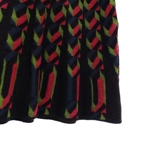 Missoni ミッソーニ 総柄 長袖 ワンピース 40 紺×緑×ピンク レディース