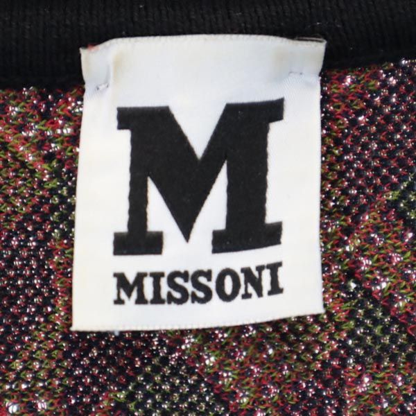 ミッソーニ 総柄 長袖 ワンピース 40 紺×緑×ピンク Missoni レディース