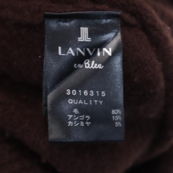 ランバンオンブルー アンゴラブレンド 長袖 オープンショルダー ニット ワンピース 38 ブラウン LANVIN en Bleu レディース