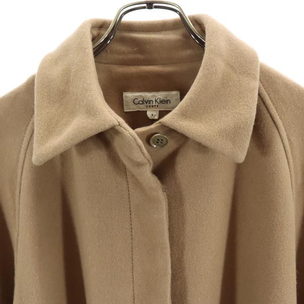 Calvin klein カルバンクライン ウール ステンカラーコート 9 ベージュ ウエストベルト付き レディース