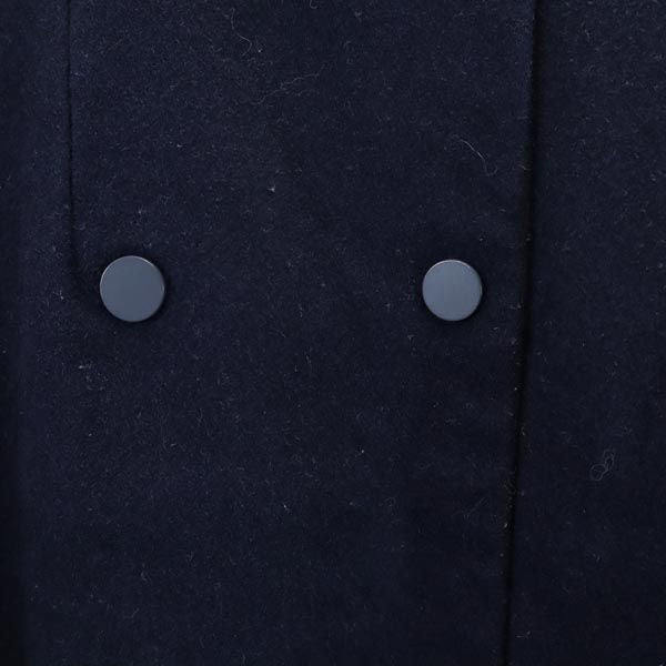 LACOSTE ラコステ ウールブレンド ノーカラーコート 38 紺 レディース