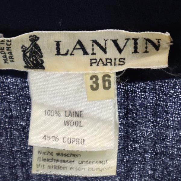 LANVIN ランバン ウールブレンド フランス製 長袖 ワンピース 36 紺 レディース