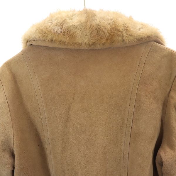 VINTAGE ヴィンテージ 80s USA製 スエード コート ベージュ ファー ベルト付き レディース