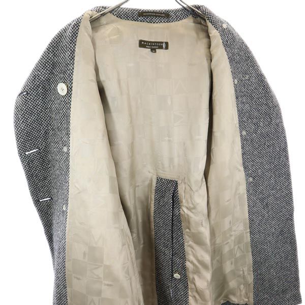 Mackintosh マッキントッシュ ウール トレンチコート 32 黒×白 レディース