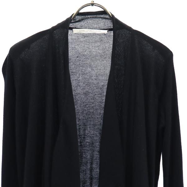 DIANE VON FURSTENBERG ダイアンフォンファステンバーグ シルク カシミヤブレンド 長袖 ニット カーディガン P ブラック系 レディース