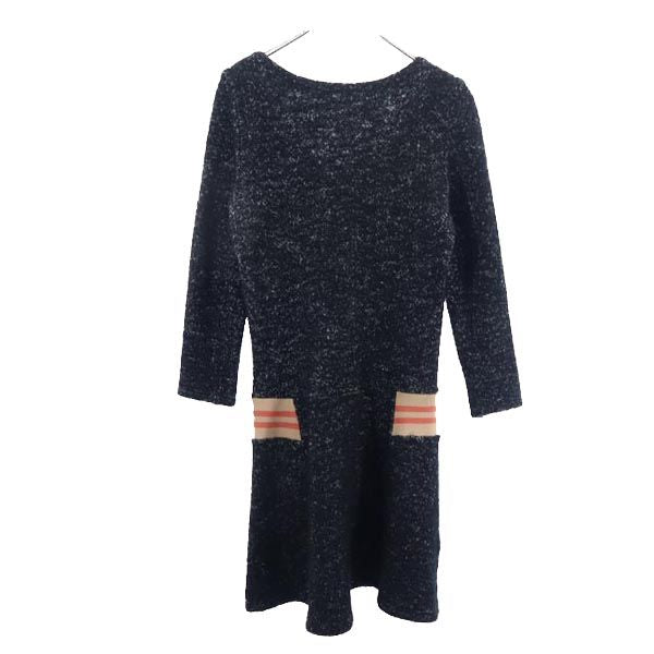 SEE BY CHLOE シーバイクロエ ウールブレンド 長袖 ニット ワンピース 黒系 リブ切替 レディース