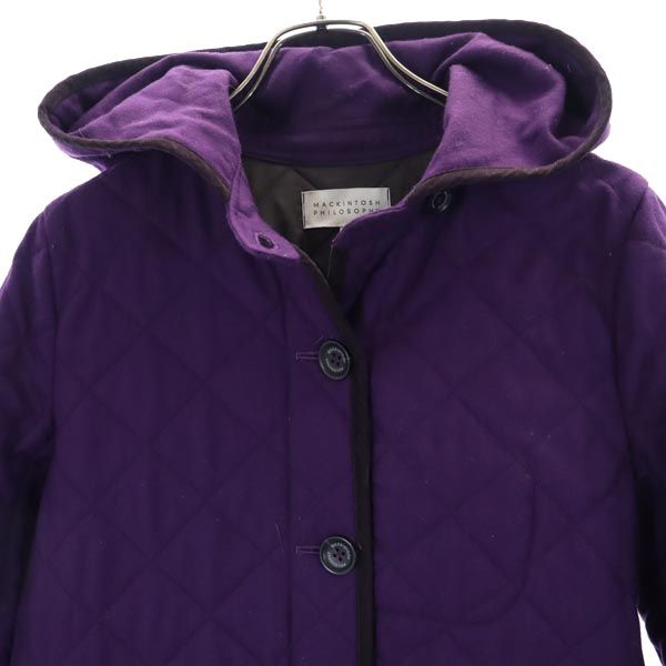MACKINTOSH PHILOSOPHY マッキントッシュフィロソフィー 三陽商会 キルティングジャケット 40 紫 フード レディース