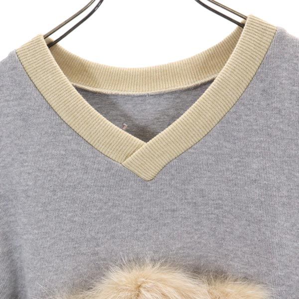 NIGATSU ニガツ 日本製 半袖 リアルファー ワンピース F グレー系 レディース