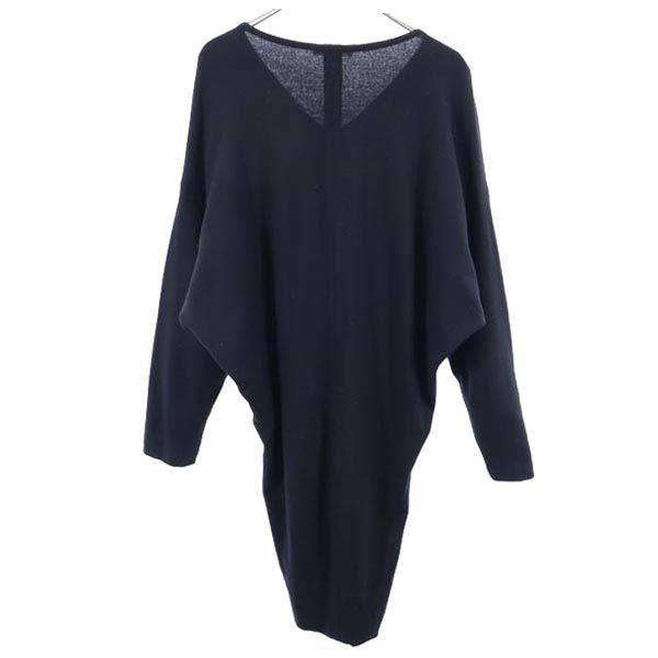 HELMUT LANG ヘルムートラング ウール 長袖 Vネック ニット ワンピース S 黒 レディース