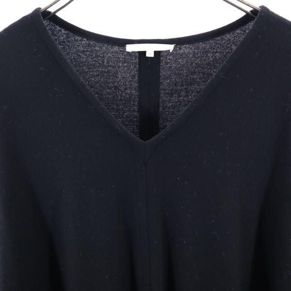 HELMUT LANG ヘルムートラング ウール 長袖 Vネック ニット ワンピース S 黒 レディース