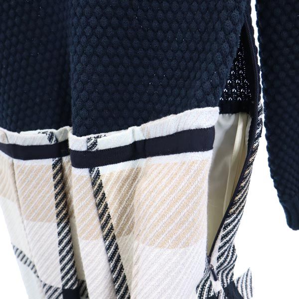 BLUE LABEL CRESTBRIDGE ブルーレーベルクレストブリッジ 三陽商会 長袖 ニット ワンピース 36 ネイビー系 サイドジップ レディース