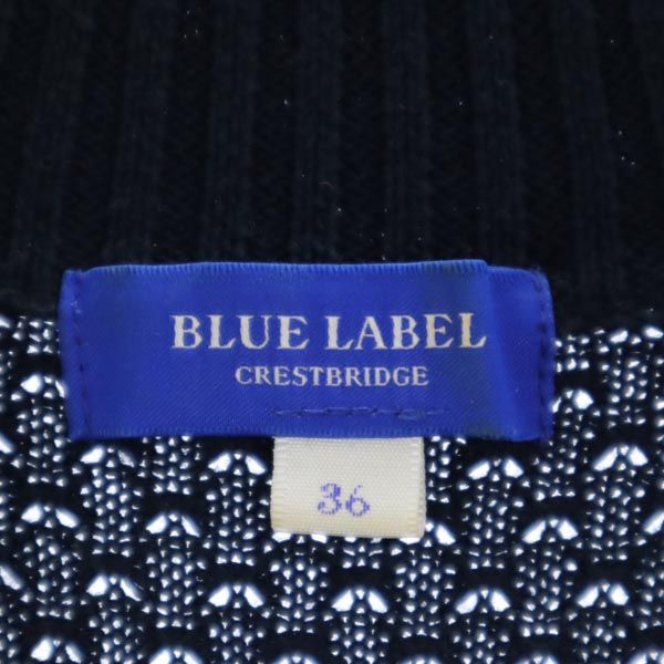 ブルーレーベルクレストブリッジ 三陽商会 長袖 ニット ワンピース 36 ネイビー系 BLUE LABEL CRESTBRIDGE サイドジップ レディース