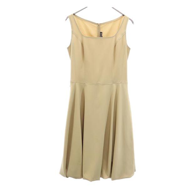 FOXEY フォクシー 日本製 ノースリーブ バルーン ワンピース 38 ベージュ系 バックジップ レディース