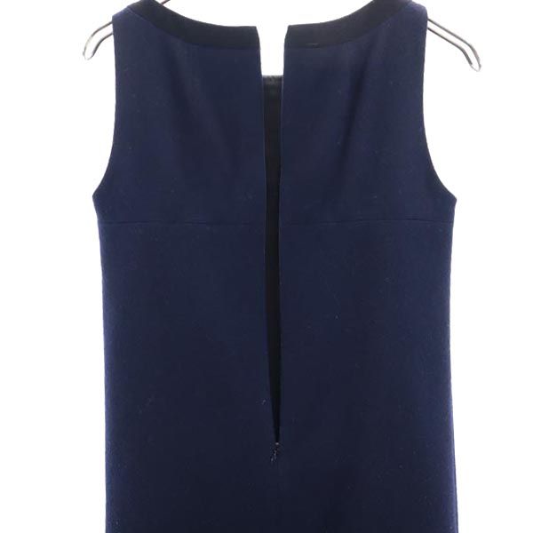 PAULE KA ポールカ ウール ノースリーブ ワンピース 36 ネイビー系 バックジップ レディース