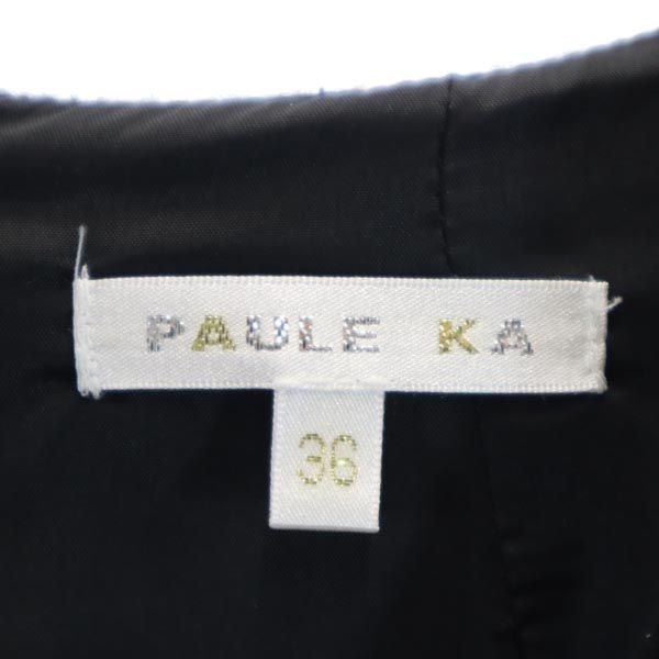 PAULE KA ポールカ ウール ノースリーブ ワンピース 36 ネイビー系 バックジップ レディース