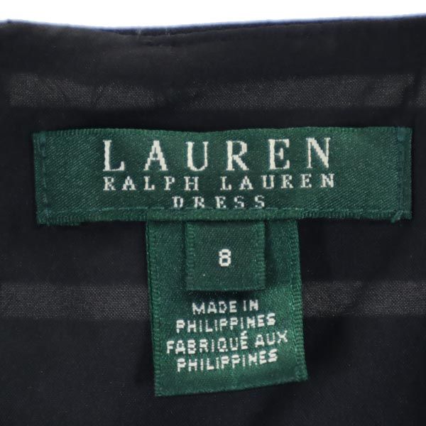 ラルフローレン ボーダー柄 ノースリーブ ワンピース 8 黒×白 RALPH LAUREN レディース