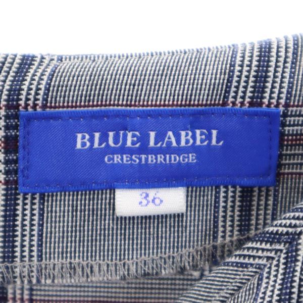 ブルーレーベルクレストブリッジ 三陽商会 チェック柄 7分袖 ワンピース 36 グレー系 BLUE LABEL CRESTBRIDGE レディース