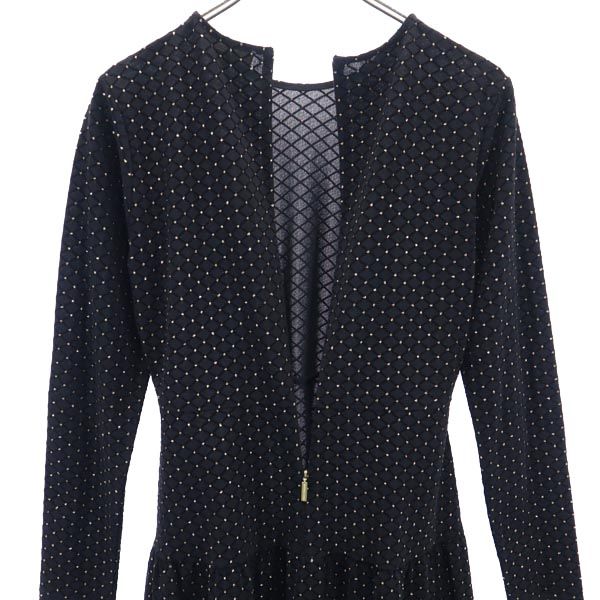 Michael Kors マイケルコース ラメ総柄 長袖 ワンピース M 黒系 レディース