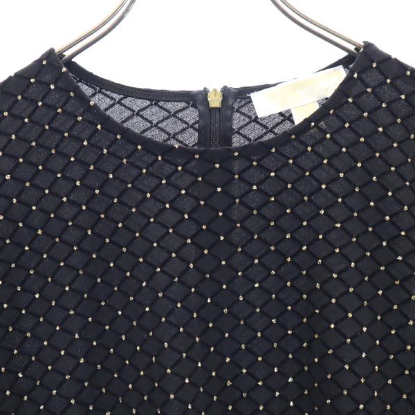 Michael Kors マイケルコース ラメ総柄 長袖 ワンピース M 黒系 レディース