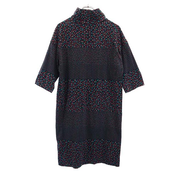 marimekko マリメッコ 総柄 7分袖 ワンピース M ブラック系 レディース