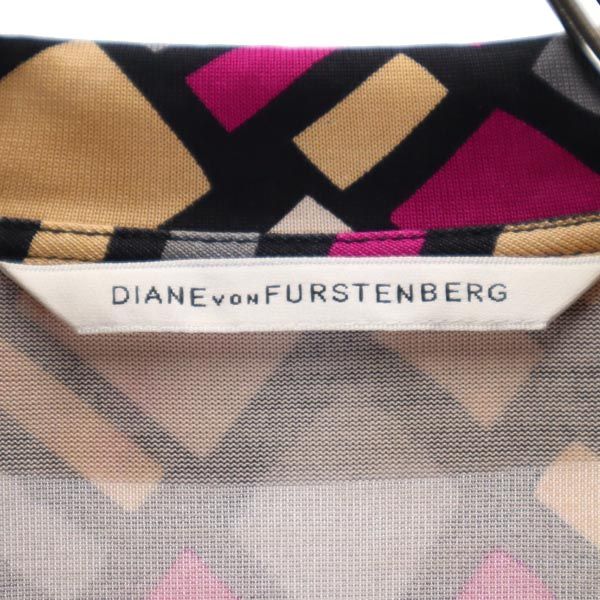 ダイアンフォンファステンバーグ シルク 総柄 長袖 ラップ ワンピース 0 DIANE VON FURSTENBERG レディース