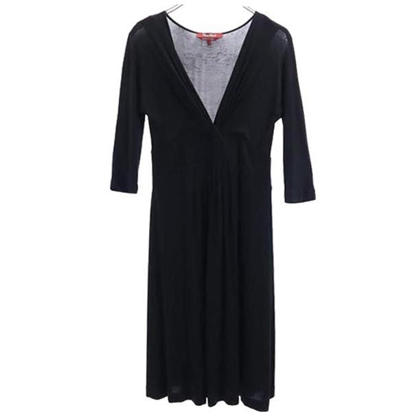 MAX MARA マックスマーラ 7分袖 ロングワンピース S 黒 レディース