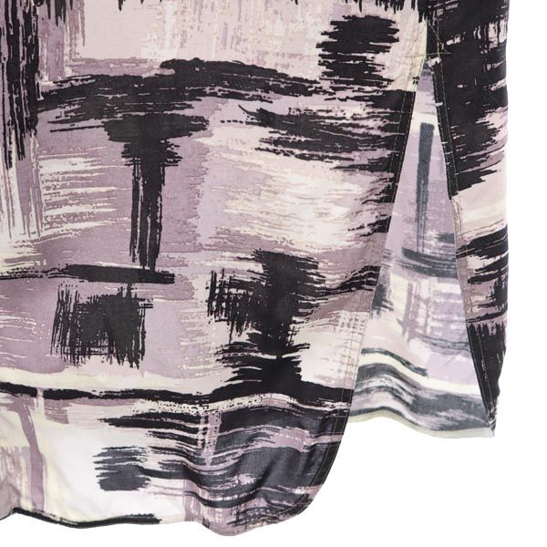 Yohji Yamamoto ヨウジヤマモト 日本製 総柄 長袖 ワンピース 1 ベージュ×黒×紫 レディース