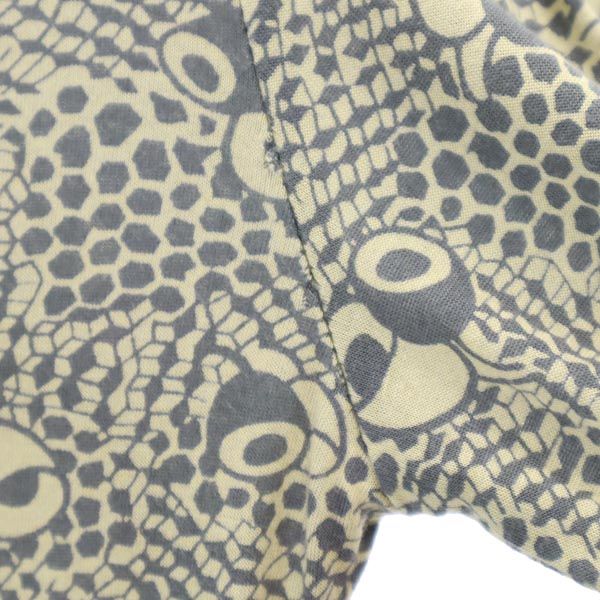 ANNA SUI アナスイ USA製 長袖 シャツワンピース 4 ベージュ×グレー レディース