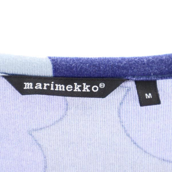 マリメッコ 総柄 7分袖 ワンピース M 青系 marimekko レディース