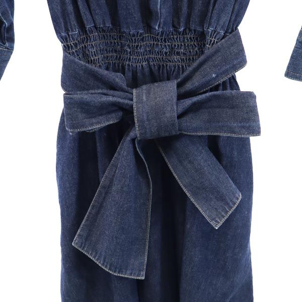 To b. by agns b トゥービーバイアニエスベー 7分袖 ウエストリボン デニム ワンピース 36 レディース
