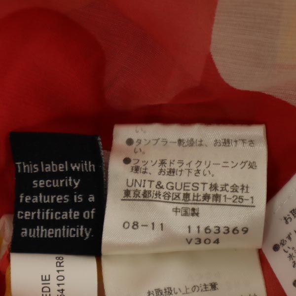 DIANE VON FURSTENBERG ダイアンフォンファステンバーグ シルクブレンド 総柄 7分袖 シースルー チュニック P レッド系 レディース