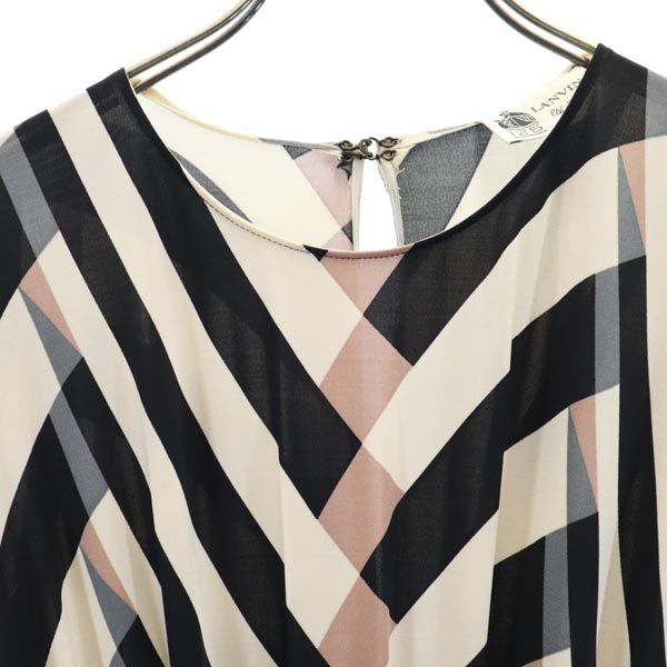 LANVIN ランバン 総柄 長袖 ドルマンスリーブ ワンピース T34 レディース