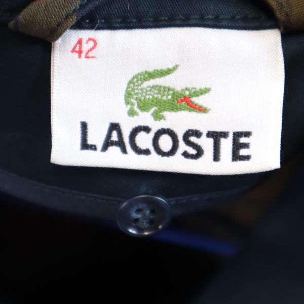 ラコステ ステンカラーコート 42 紺 LACOSTE スプリングコート レディース