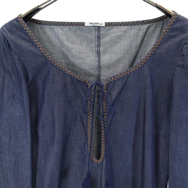 MIUMIU ミュウミュウ イタリア製 長袖 ワンピース 40 ネイビー系 レディース