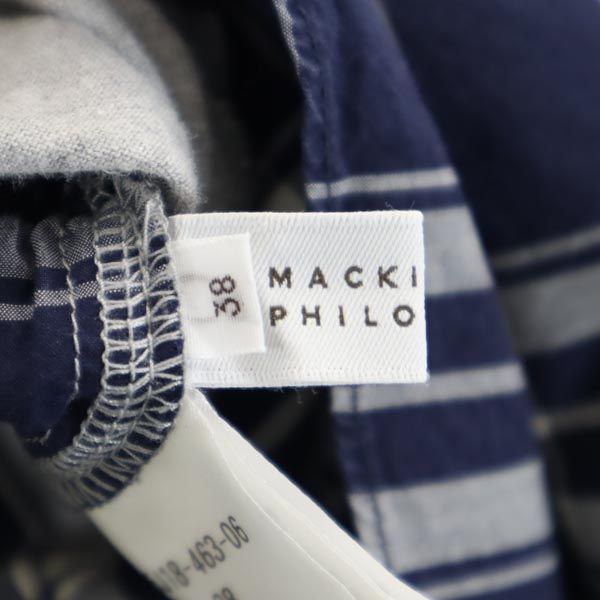 マッキントッシュフィロソフィー 日本製 三陽商会 ノースリーブ ワンピース 38 グレー×ネイビー MACKINTOSH PHILOSOPHY レディース