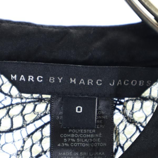 マークバイマークジェイコブス 花刺繍 半袖 ワンピース 0 黒系 MARC BY MARC JACOBS インナー付き レディース