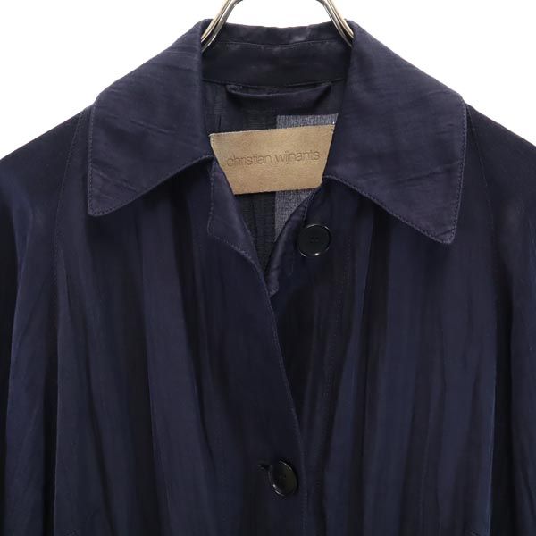 christian wijnants クリスチャンワイナンツ リネンブレンド コットン コート 34 紺 レディース