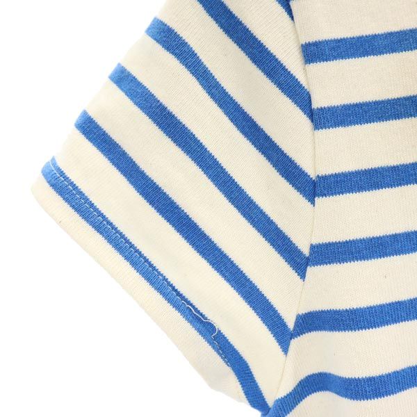 Le Minor ルミノア フランス製 ボーダー柄 半袖 フレンチスリーブ ワンピース 0 青×アイボリー レディース